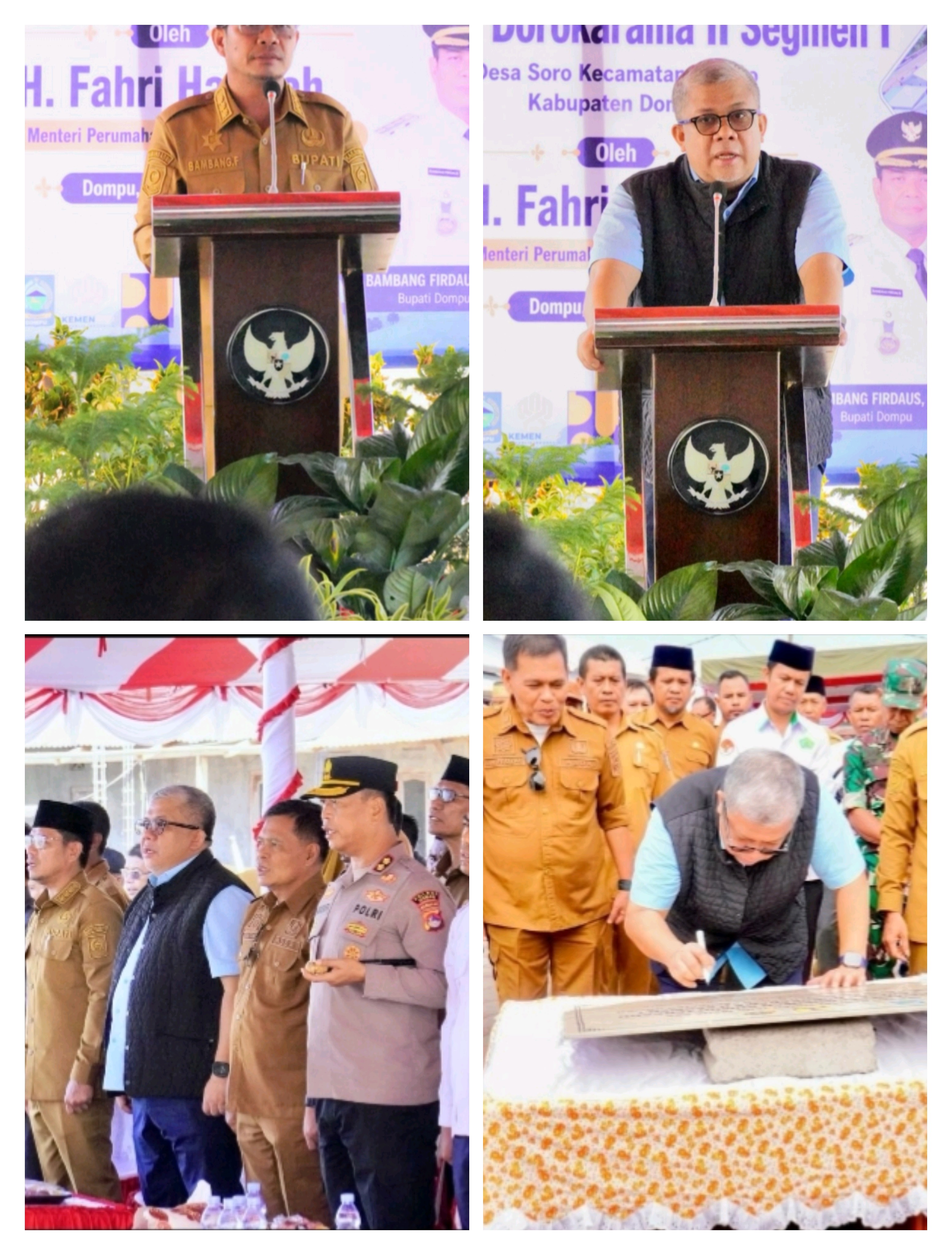 Bupati Dompu Bambang Firdaus SE Mendampingi Wamen Fahri Hamzah Resmikan Proyek Strategis Nasional (PSN) Di Desa Soro Timur.