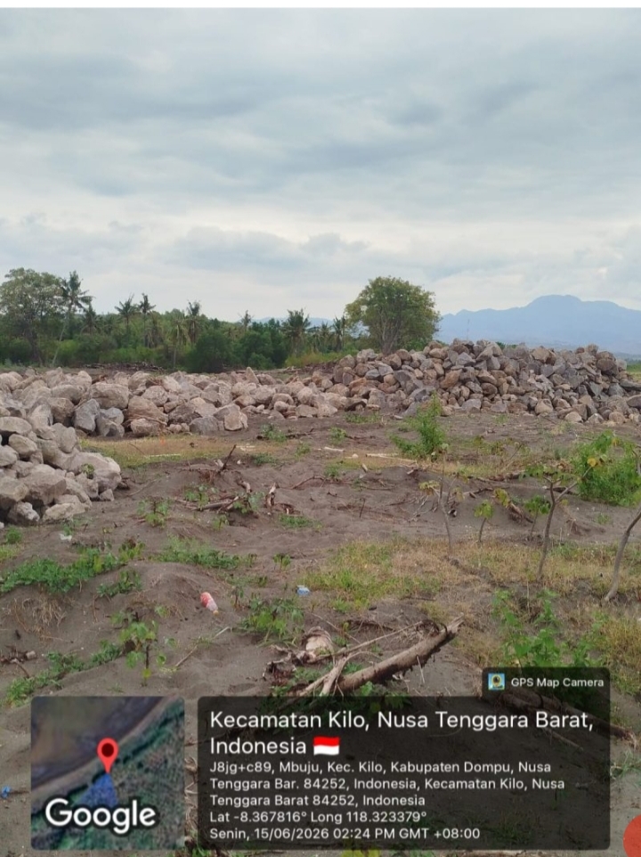Dompu NTB Selasa 16 Juni 2026 PT.WINS Pekerjaan Proyek Pelabuhan Laut Di Kec.Kilo Kab.Dompu NTB Dinilai Lambat, Kontraktor Beli Batu Gunung Ilegal.